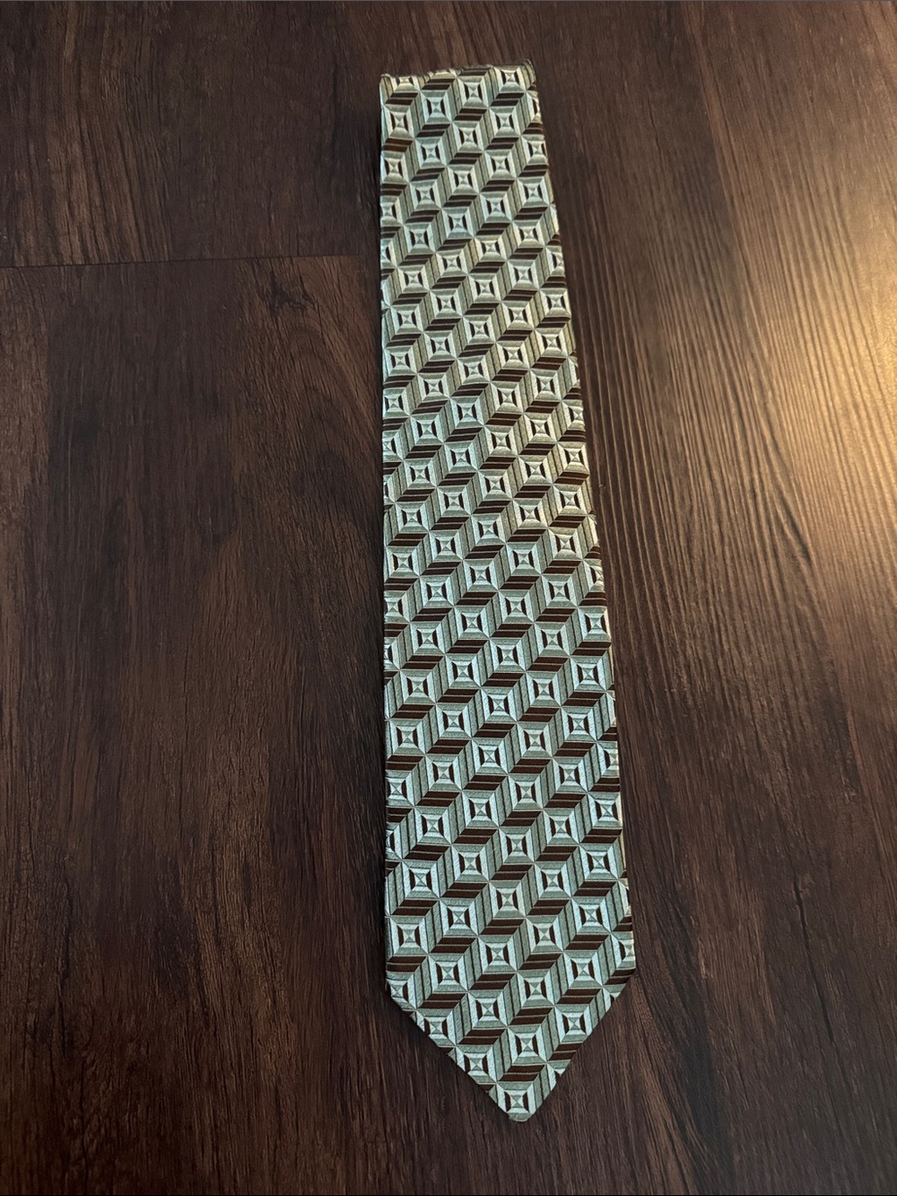 Ermenegildo Zegna Light Blue and Silver Geometric Silk Tie